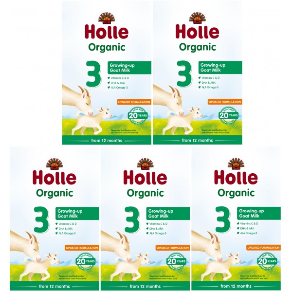 Holle - Organic Infant Goat Milk # 3 with DHA & ARA (400g) - 5 boxes - Holle