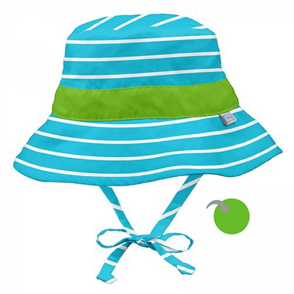 Reversible Ruffle Bucket Sun Protection Hat - Aqua Stripe (9-18 months) - iPlay - BabyOnline HK