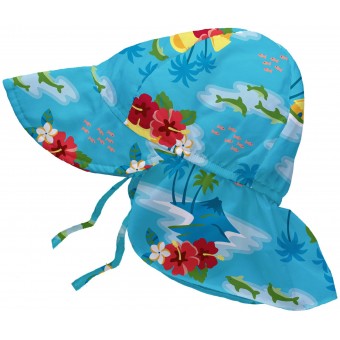 Flap Sun Protection Hat - Light Blue Hawaii (2-4Y)