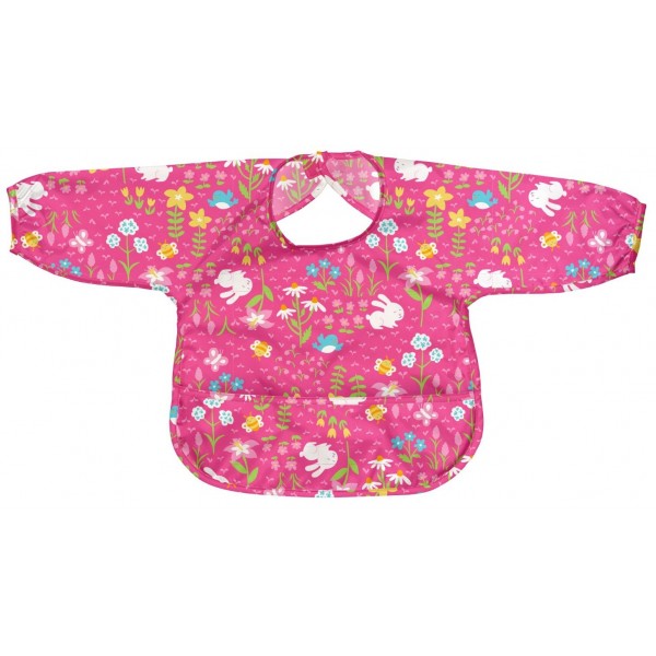 Easy-wear Long Sleeve Bib - Pink Wild Flowers - iPlay - BabyOnline HK