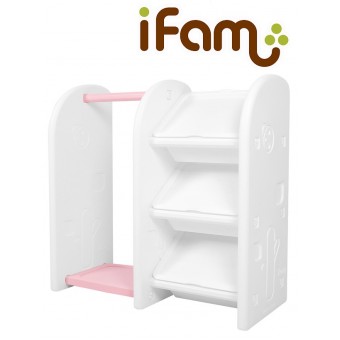 iFam 韓國兒童衣物收納櫃 - 粉紅搭白色