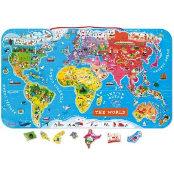Magnetic World Map Puzzle (English version) - 92 Magnetic Pieces
