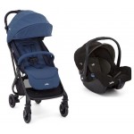 Tourist - 半自動收摺便攜型手推車 - 深海藍 + 提籃式嬰兒汽車安全座椅 – 琥珀黑 - Joie - BabyOnline HK