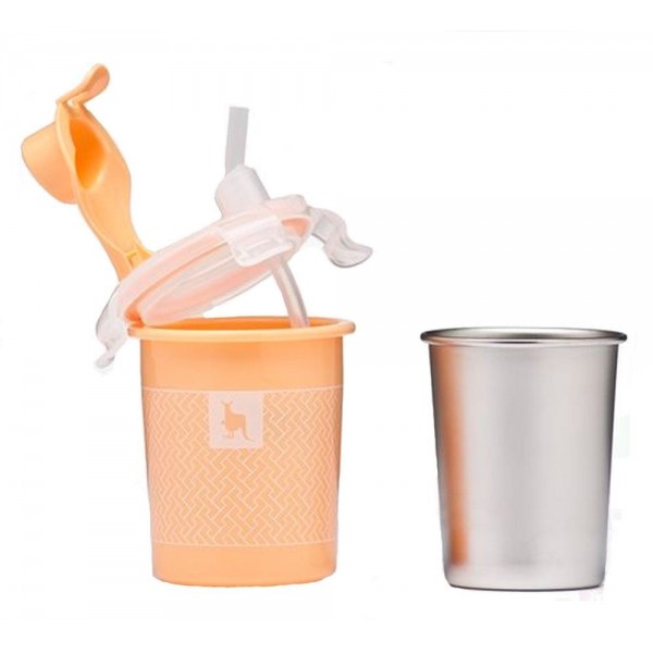 Straw Sippy Cup 8oz - Peach and Cream - Kangovou - BabyOnline HK