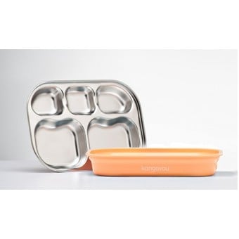 Compartment Plate with Lid - Peaches and Cream