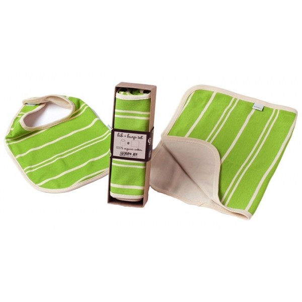 Organic Cotton Bib + Burp Set (Green/Vanilla) - Kee-Ka - BabyOnline HK