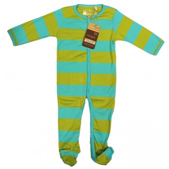 Organic L/S Footed Romper (Turquoise/Green) 6-12m