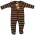 Organic L/S Footed Romper (Turquoise/Chocolate) 3-6m