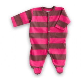 Organic L/S Footed Romper (Pink/Chocolate) 0-3m
