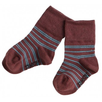 Organic Cotton Baby Socks - Turquoise/Chocolate (12-24m)