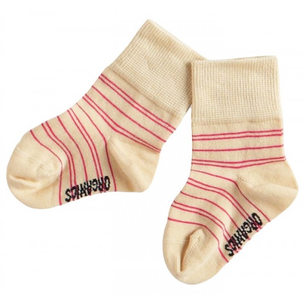 Organic Cotton Baby Socks - Vanilla/Pink (0-12m) - Kee-Ka - BabyOnline HK