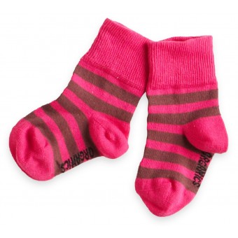 Organic Cotton Baby Socks - Pink/Chocolate (0-12m)