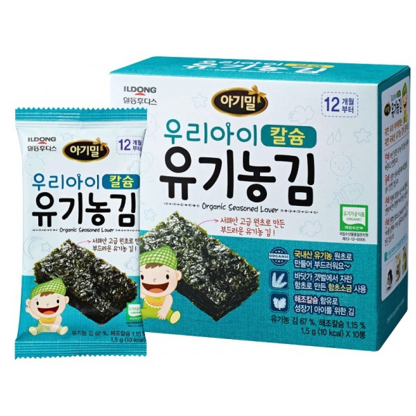 Korean Organic Seaweed Snack + Calcium (1.5g x 10) - 12m+ - ILDONG - BabyOnline HK