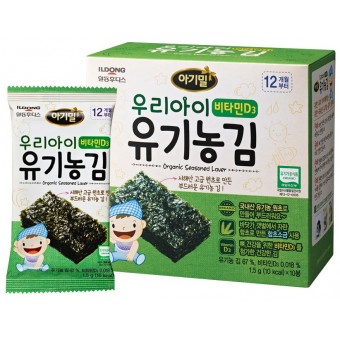 Korean Organic Seaweed Snack + Vitamin D3 (1.5g x 10) - 12m+