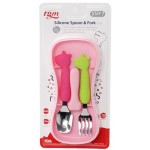 TGM - Silicone Stainless Steel Spoon & Fork (Stage 1) - Pink - Other Korean Brand - BabyOnline HK