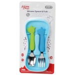 TGM - Silicone Stainless Steel Spoon & Fork (Stage 1) - Blue - Other Korean Brand - BabyOnline HK