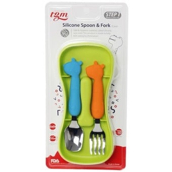 TGM - Silicone Stainless Steel Spoon & Fork (Stage 1) - Green