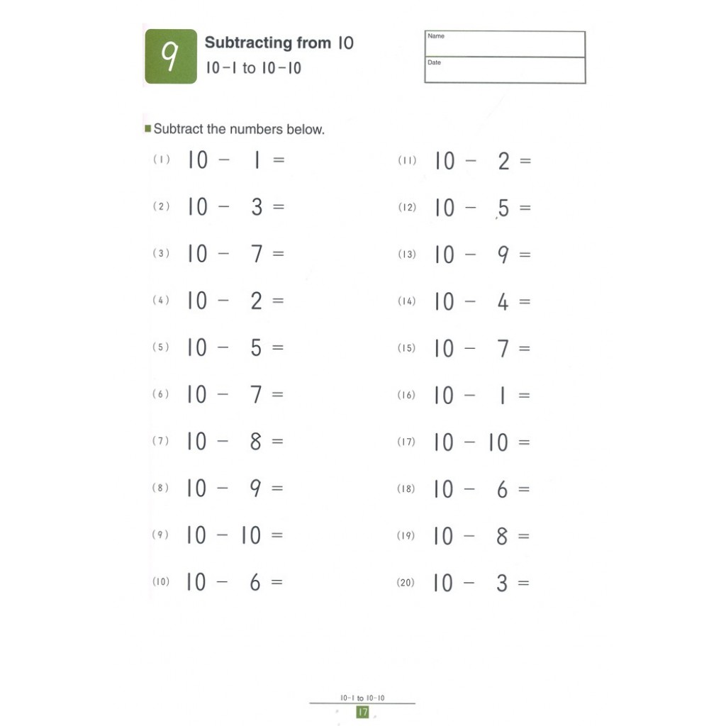 Kumon Math Skills - My Book of Subtraction (Age 6, 7, 8) - BabyOnline