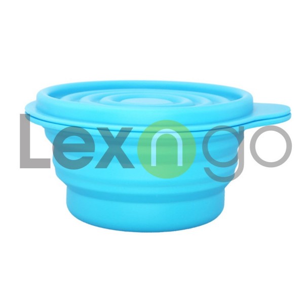 Silicone Foldable Storage Bowl with Cover 400ml (Blue) - Lexngo - BabyOnline HK
