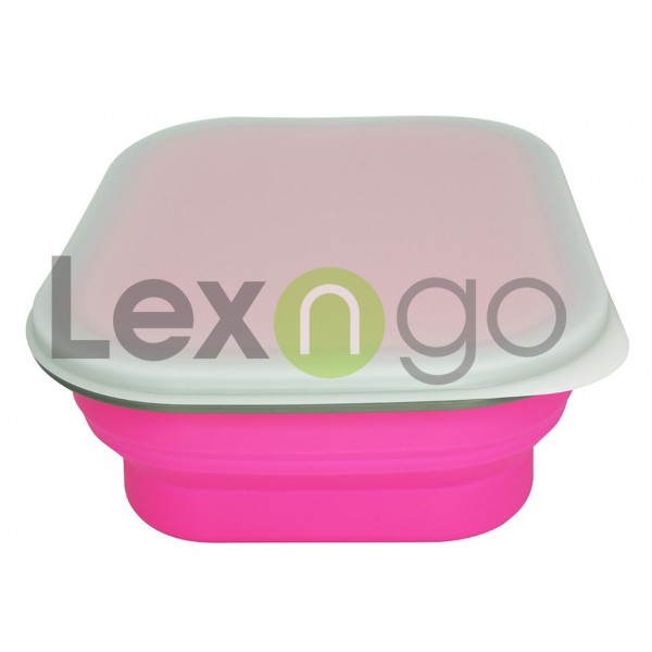 可折疊矽膠便攜零食盒連蓋 - 中 850ml (粉紅色) - Lexngo - BabyOnline HK