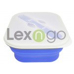 可折疊矽膠便攜義大利麵連蓋 850ml (藍色) - Lexngo - BabyOnline HK