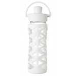 Glass Water Bottle with Active Flip Cap and Silicone Sleeve 475ml - Optic White - LifeFactory - BabyOnline HK