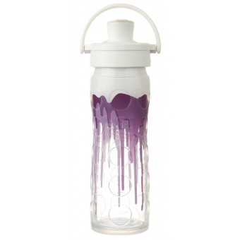 Glass Water Bottle with Active Flip Cap and Silicone Sleeve 475ml - White Splash