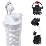 Glass Water Bottle with Active Flip Cap and Silicone Sleeve 475ml - Optic White - LifeFactory - BabyOnline HK