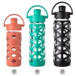 Glass Water Bottle with Active Flip Cap and Silicone Sleeve 650ml - Charged Red - LifeFactory - BabyOnline HK