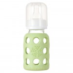 4 oz Glass Baby Bottle with Protective Silicone Sleeve - Spring Green - LifeFactory - BabyOnline HK