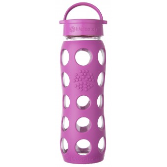 Glass Water Bottle with Classic Cap and Silicone Sleeve 650ml - Huckleberry