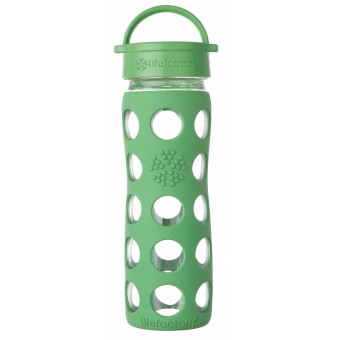 Glass Water Bottle with Classic Cap and Silicone Sleeve 475ml - Grass Green