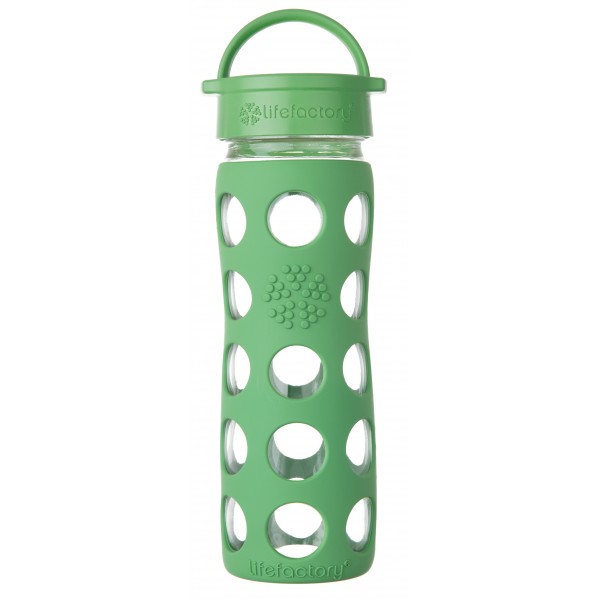 Glass Water Bottle with Classic Cap and Silicone Sleeve 475ml - Grass Green - LifeFactory - BabyOnline HK