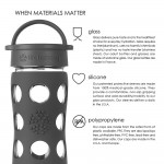 Glass Water Bottle with Classic Cap and Silicone Sleeve 475ml - Optic White - LifeFactory - BabyOnline HK