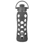 Glass Water Bottle with Flip Cap and Silicone Sleeve 650ml - Carbon Hex - LifeFactory - BabyOnline HK