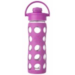 Glass Water Bottle with Flip Cap and Silicone Sleeve 475ml - Huckleberry - LifeFactory - BabyOnline HK