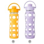 Flip Cap 玻璃水瓶加矽膠套 650ml - 粉紫色 - LifeFactory - BabyOnline HK