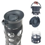 Hot Bev Glass Mug with Insulating Sleeve 475ml - Plum - LifeFactory - BabyOnline HK