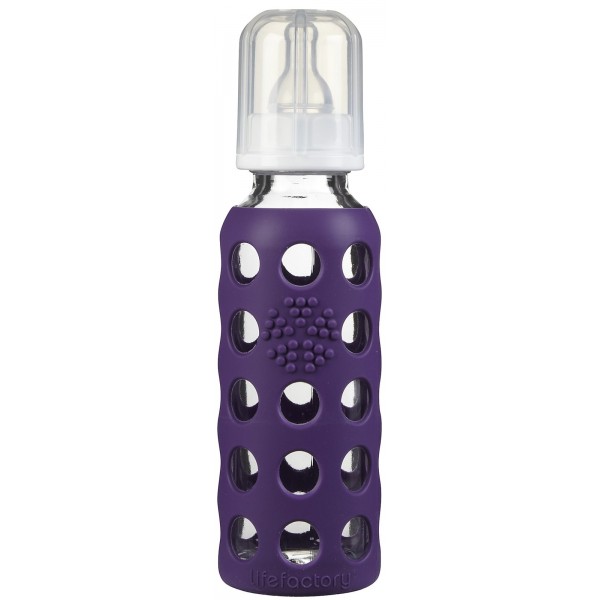 9 oz Glass Baby Bottle with Protective Silicone Sleeve - Royal Purple - LifeFactory - BabyOnline HK