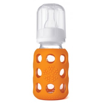 4 oz Glass Baby Bottle with Protective Silicone Sleeve - Orange