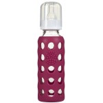 9 oz Glass Baby Bottle with Protective Silicone Sleeve - Raspberry - LifeFactory - BabyOnline HK
