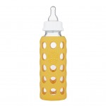 9 oz Glass Baby Bottle with Protective Silicone Sleeve - Raspberry - LifeFactory - BabyOnline HK