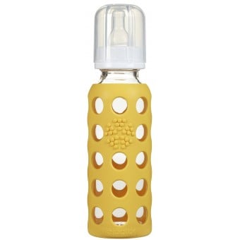 9 oz Glass Baby Bottle with Protective Silicone Sleeve - Yellow