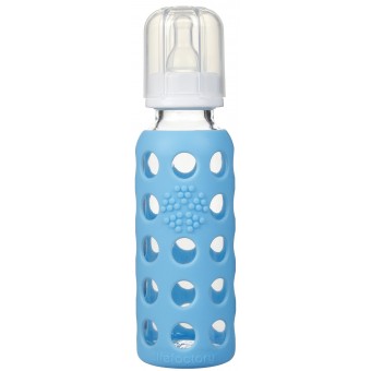 9 oz Glass Baby Bottle with Protective Silicone Sleeve - Sky