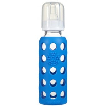 9 oz Glass Baby Bottle with Protective Silicone Sleeve - Ocean Blue