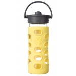 Glass Water Bottle with Straw Cap and Silicone Sleeve 350ml - Lemon - LifeFactory - BabyOnline HK