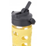 Glass Water Bottle with Straw Cap and Silicone Sleeve 350ml - Lemon - LifeFactory - BabyOnline HK