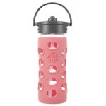 Glass Water Bottle with Straw Cap and Silicone Sleeve 350ml - Coral - LifeFactory - BabyOnline HK