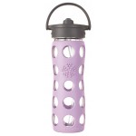 Glass Water Bottle with Straw Cap and Silicone Sleeve 475ml - Lilac - LifeFactory - BabyOnline HK