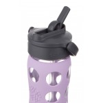 Glass Water Bottle with Straw Cap and Silicone Sleeve 475ml - Lilac - LifeFactory - BabyOnline HK
